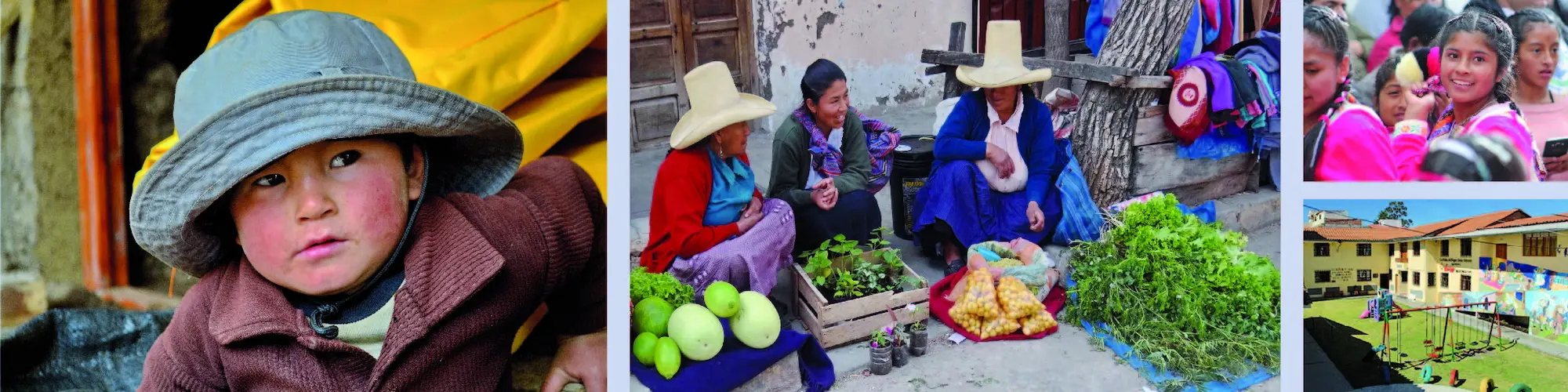 Fotocollage mit Menschen in Peru und Kinderheim "Santa Dorotea" in Caramaja