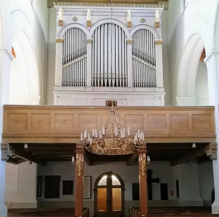Gesell-Orgel (I/P/9, 1848) der evangelischen Dorfkirche Saarmund im Brandenburger Landkreis Potsdam-Mittelmark