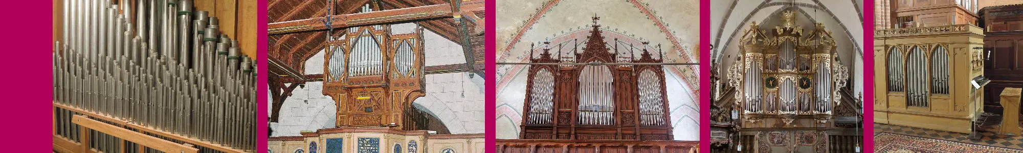 Collage mit Orgeln aus kleinen Brandenburger Dorfkirchen